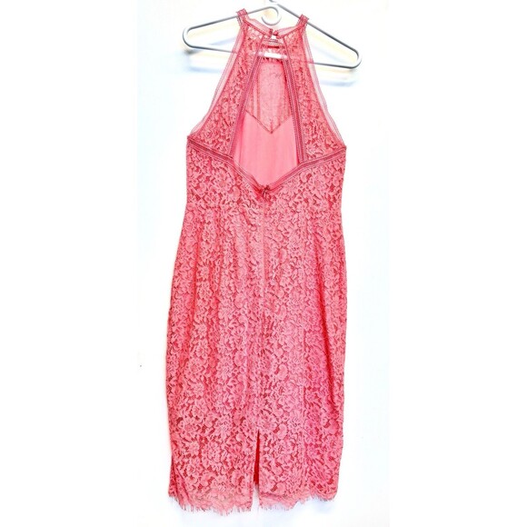 Express HIGH NECK LACE SHEATH DRESS CORAL sz 14 - Picture 12 of 13
